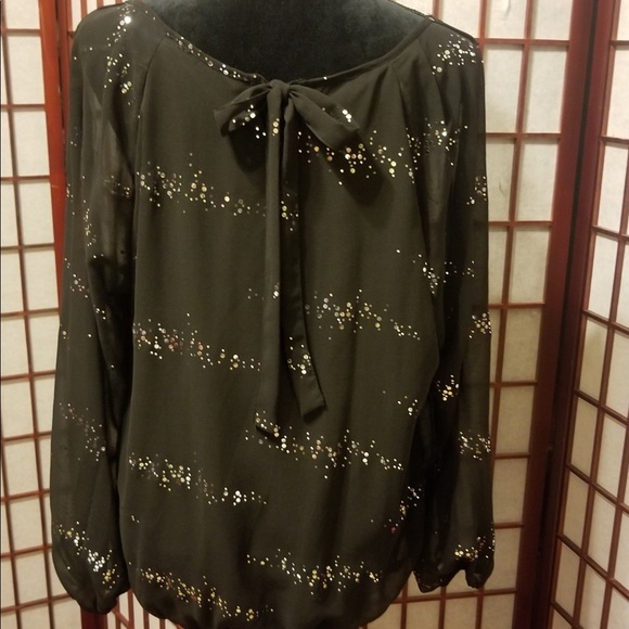 Tops - sheer black with silver over black lined-B106